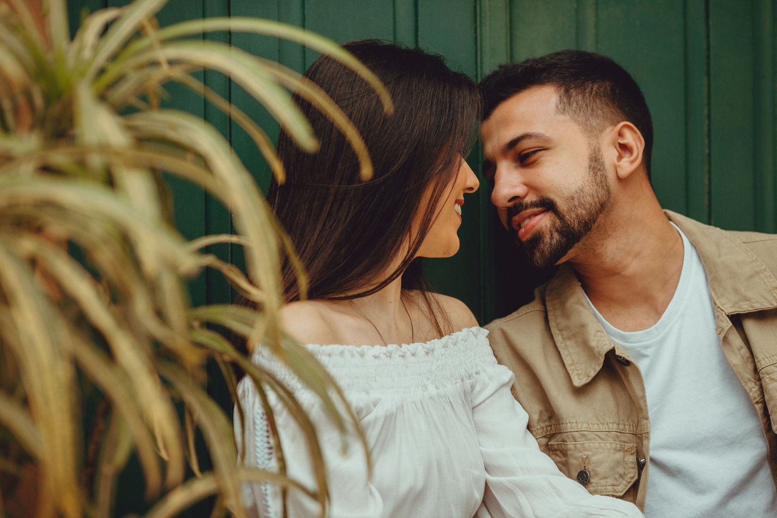 romantic couple face to face