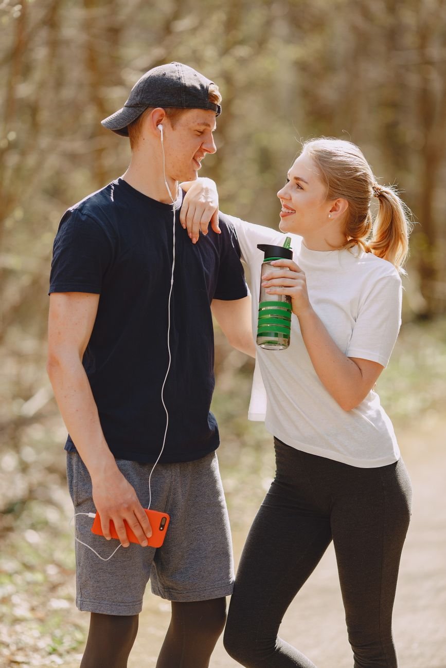 photo of couple looking at each other