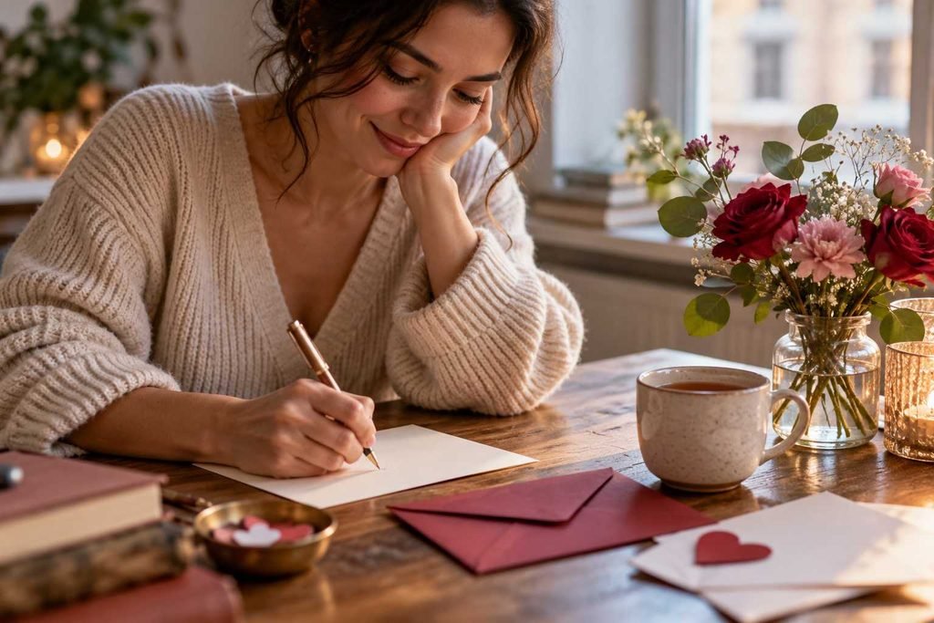 Writing a love note — near the handwritten note idea.